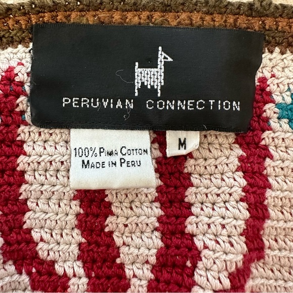 Peruvian Connection Sweater Art to Wear Pima Cotton Cardigan Size Medium - Picture 8 of 9